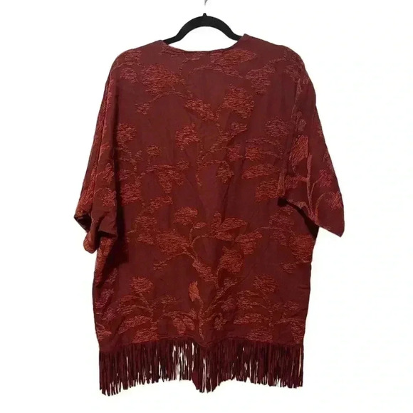 Chico’s floral jacquard ruana open front covering fringe new with tags medium - Picture 2 of 6